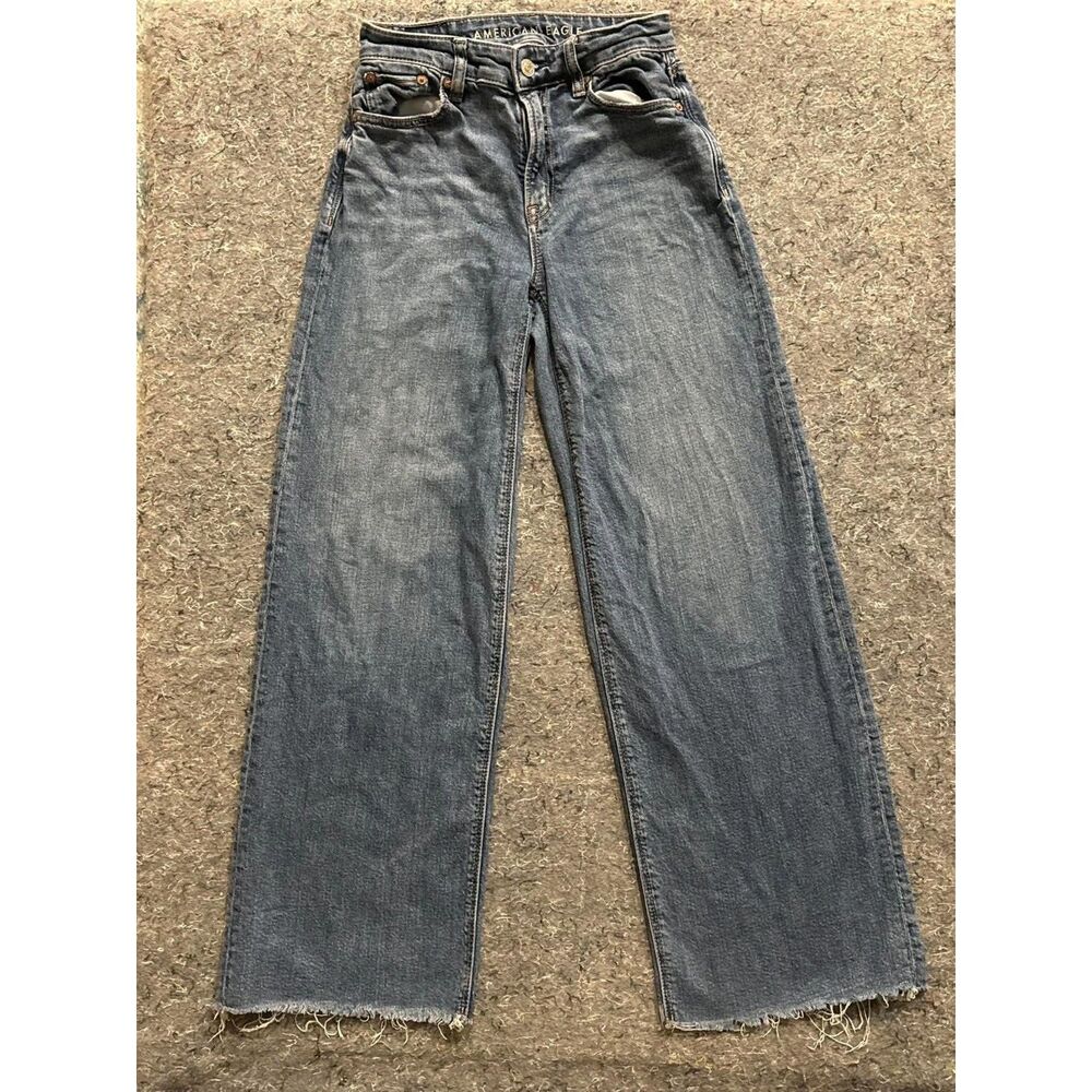American Eagle Women’s Stretch Wide Leg Jeans Size 00 Regular